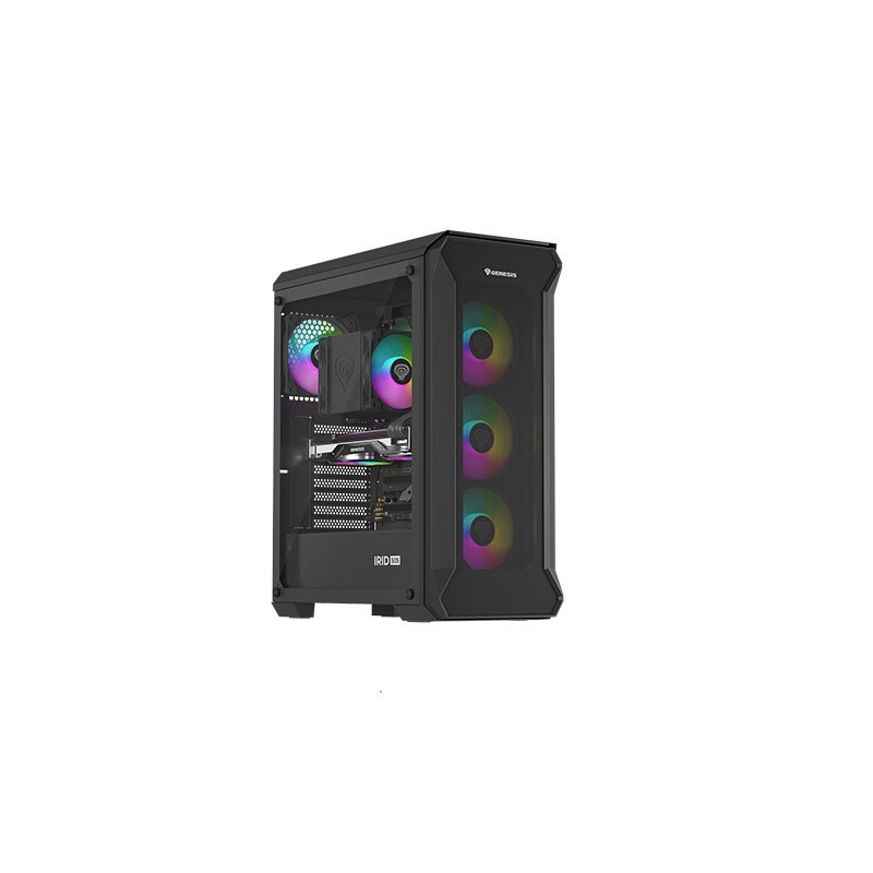 Počítačová skříň Genesis IRID 505 ARGB V2/Midi Tower/Transpar./Černá