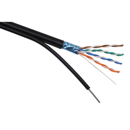 Instalační kabel Solarix venkovní FTP, Cat5E, drát, PE, samonosný, cívka 305m